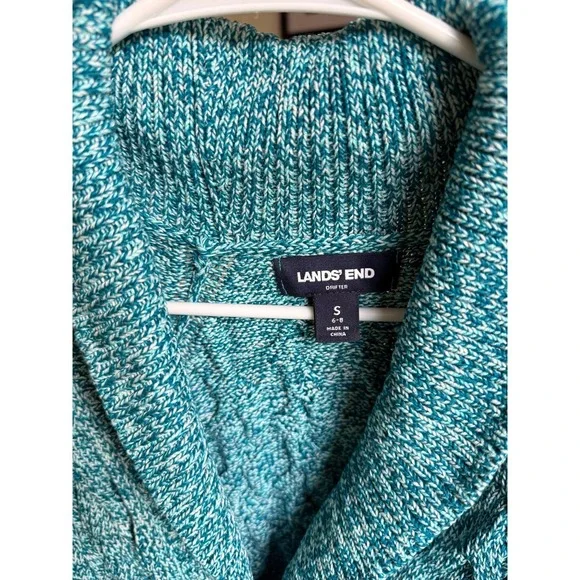 Lands End Women's Small blue speckled cardigan button‎ up - Picture 3 of 8